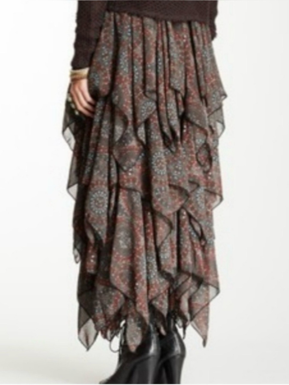 Free People Georgette Tiered Handkerchief Maxi Skirt - Picture 5 of 9